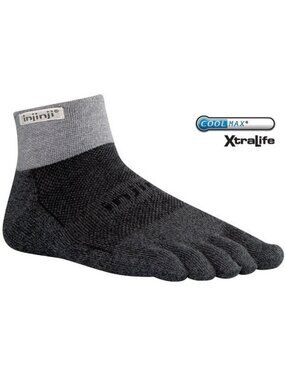 Injinji Performance 2.0 Trail Midweight Mini-Crew Toe Socks  Granite  Small
